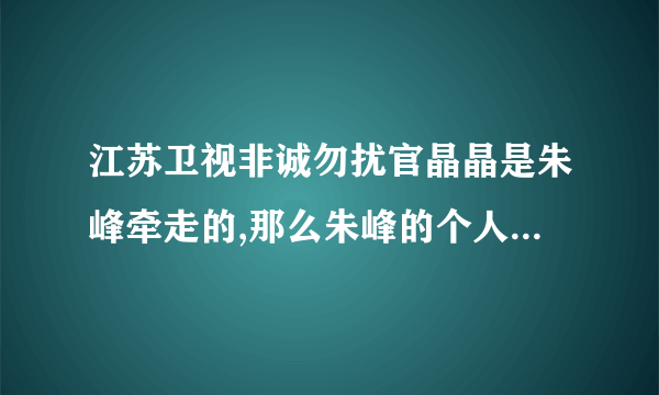 江苏卫视非诚勿扰官晶晶是朱峰牵走的,那么朱峰的个人资料呢?年龄职业等是怎么样的