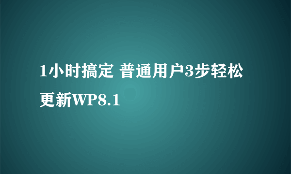 1小时搞定 普通用户3步轻松更新WP8.1