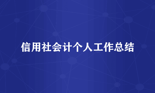 信用社会计个人工作总结