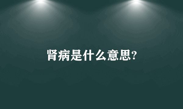 肾病是什么意思?