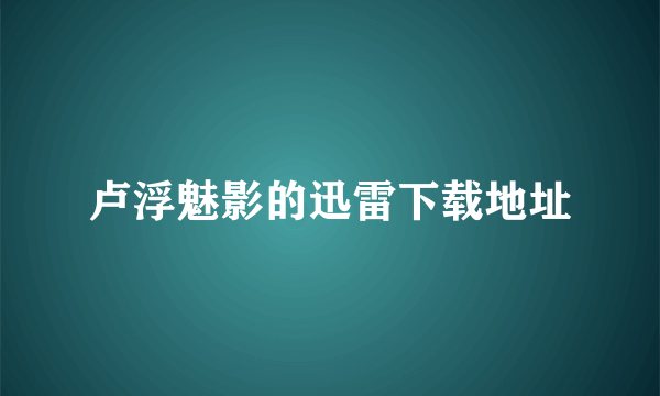 卢浮魅影的迅雷下载地址