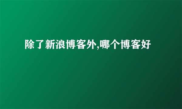 除了新浪博客外,哪个博客好