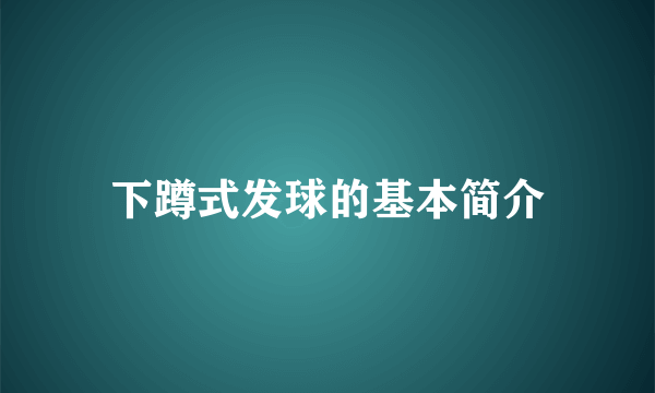 下蹲式发球的基本简介