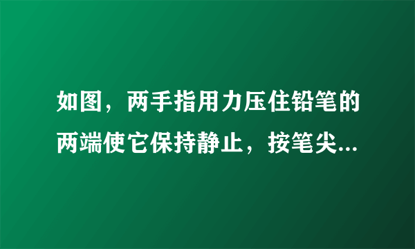 如图，两手指用力压住铅笔的两端使它保持静止，按笔尖的手指较疼，说明压力大小相同时，受力面积越小，压力作用效果越______(选填“明显”或“不明显”）。左手对铅笔的压力______右手对铅笔的压力，左手指所受的压强______右手指所受的压强（两空均选填“大于”、“小于”或“等于”）。