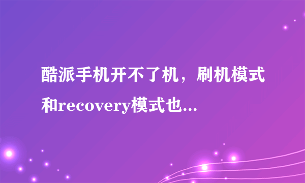 酷派手机开不了机，刷机模式和recovery模式也进不去，被孩子玩成这样，怎么办？急啊！！！！！