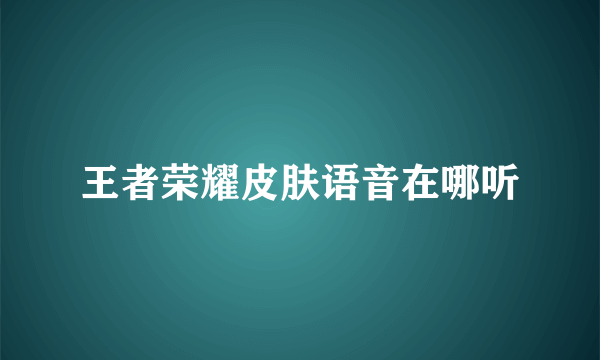 王者荣耀皮肤语音在哪听