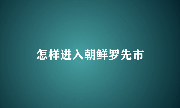 怎样进入朝鲜罗先市