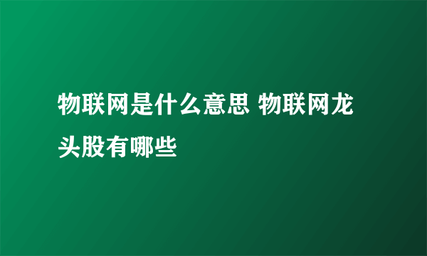 物联网是什么意思 物联网龙头股有哪些