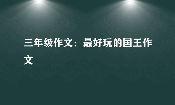 三年级作文：最好玩的国王作文