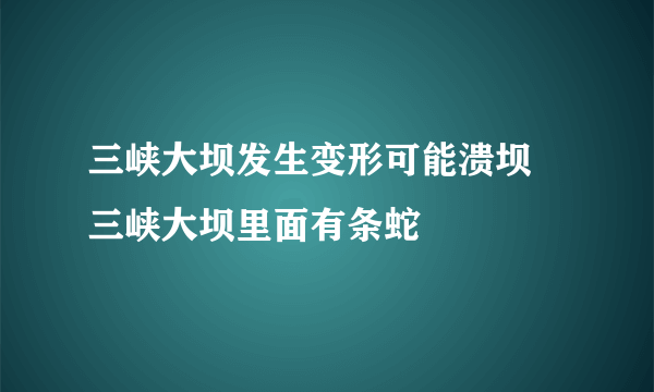 三峡大坝发生变形可能溃坝 三峡大坝里面有条蛇