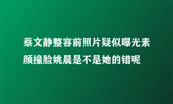 蔡文静整容前照片疑似曝光素颜撞脸姚晨是不是她的错呢