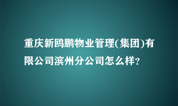 重庆新鸥鹏物业管理(集团)有限公司滨州分公司怎么样？