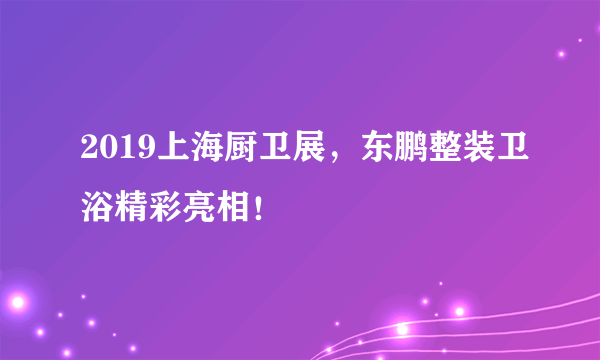 2019上海厨卫展，东鹏整装卫浴精彩亮相！