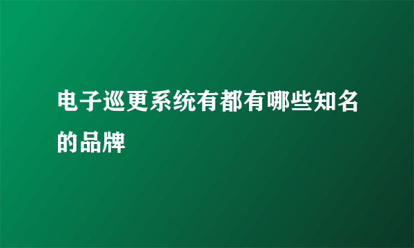 电子巡更系统有都有哪些知名的品牌