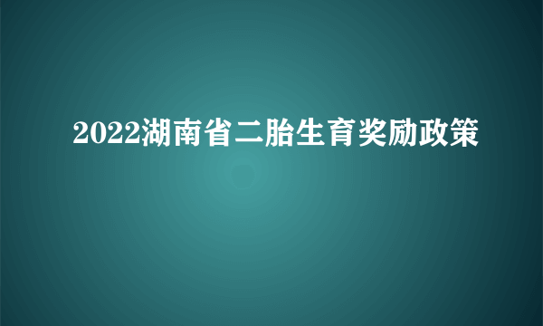 2022湖南省二胎生育奖励政策