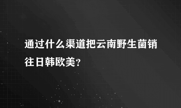 通过什么渠道把云南野生菌销往日韩欧美？