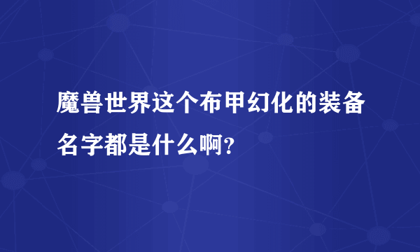 魔兽世界这个布甲幻化的装备名字都是什么啊？