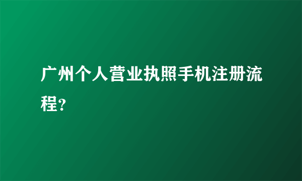 广州个人营业执照手机注册流程？