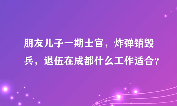 朋友儿子一期士官，炸弹销毁兵，退伍在成都什么工作适合？