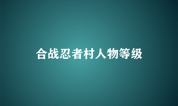 合战忍者村人物等级