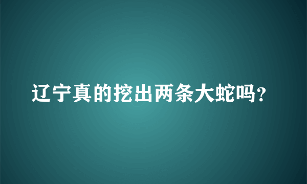 辽宁真的挖出两条大蛇吗？