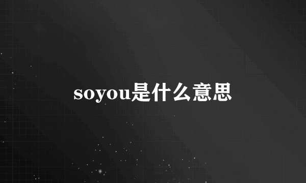 soyou是什么意思