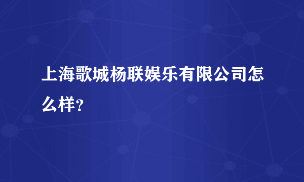 上海歌城杨联娱乐有限公司怎么样？