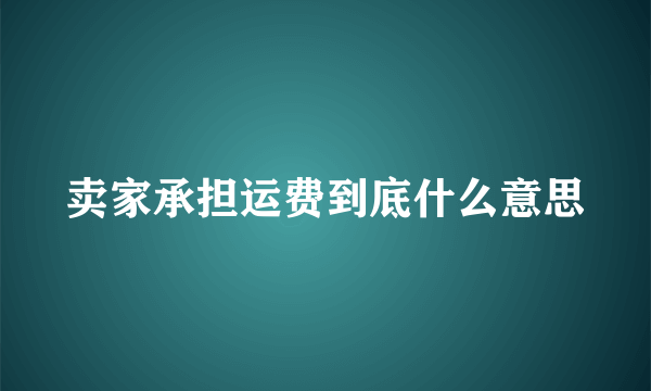 卖家承担运费到底什么意思