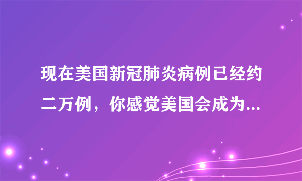 现在美国新冠肺炎病例已经约二万例，你感觉美国会成为“世界第一”吗？