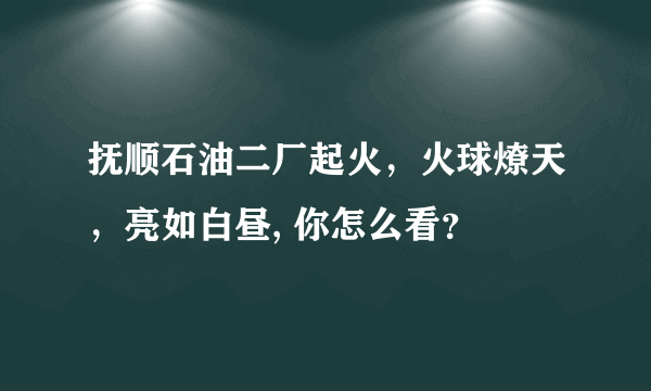 抚顺石油二厂起火，火球燎天，亮如白昼, 你怎么看？