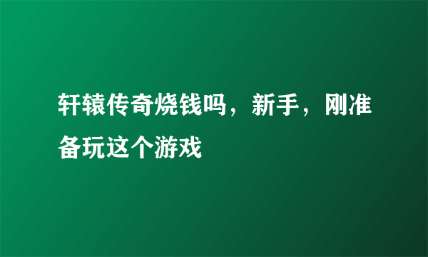 轩辕传奇烧钱吗，新手，刚准备玩这个游戏