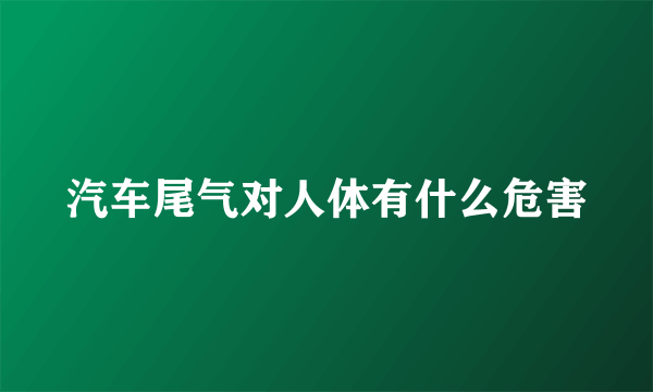 汽车尾气对人体有什么危害