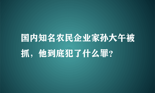 国内知名农民企业家孙大午被抓，他到底犯了什么罪？