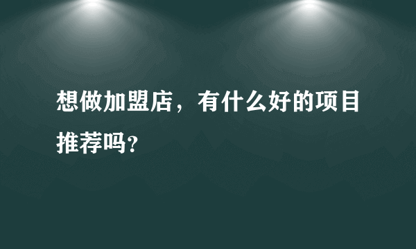 想做加盟店，有什么好的项目推荐吗？