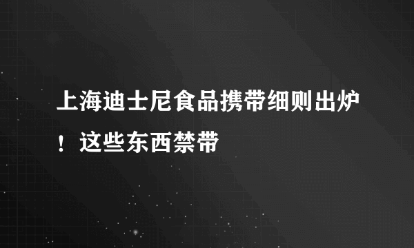 上海迪士尼食品携带细则出炉！这些东西禁带