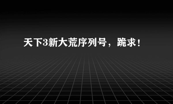 天下3新大荒序列号，跪求！