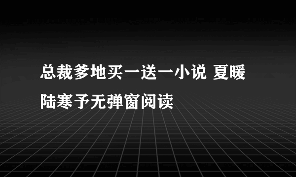 总裁爹地买一送一小说 夏暖陆寒予无弹窗阅读