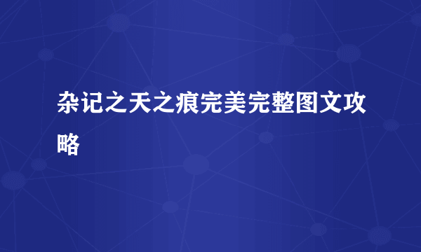 杂记之天之痕完美完整图文攻略