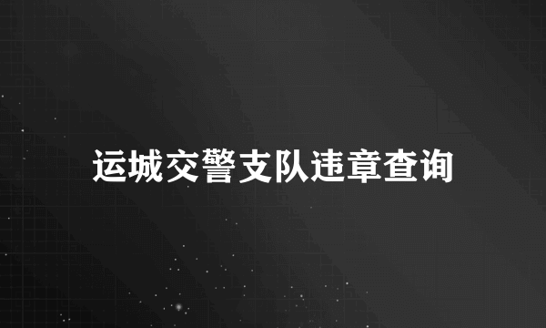 运城交警支队违章查询