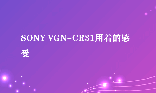 SONY VGN-CR31用着的感受