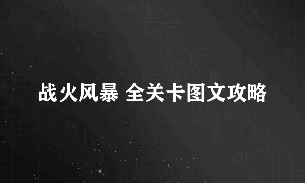 战火风暴 全关卡图文攻略