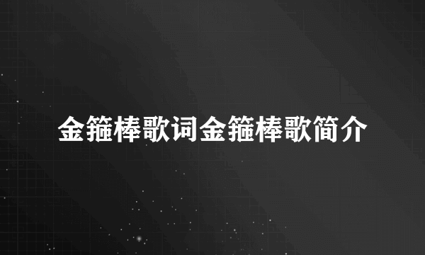 金箍棒歌词金箍棒歌简介