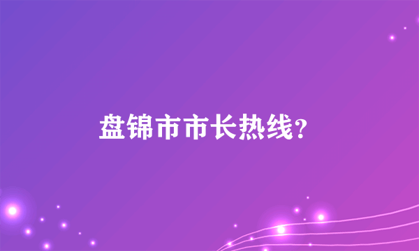 盘锦市市长热线？