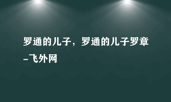 罗通的儿子，罗通的儿子罗章-飞外网