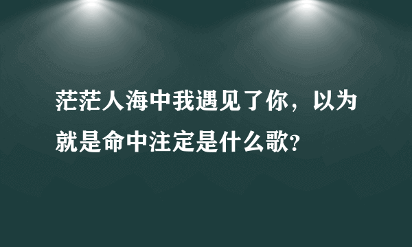 茫茫人海中我遇见了你，以为就是命中注定是什么歌？