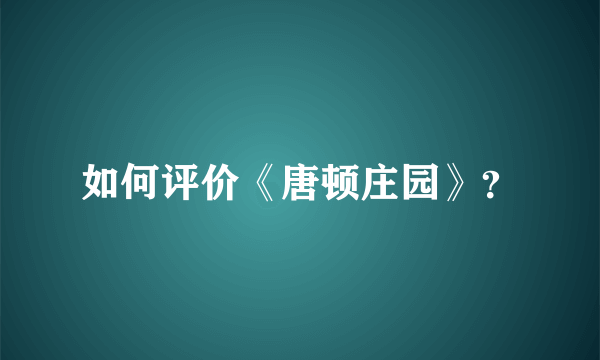 如何评价《唐顿庄园》？