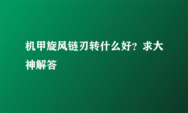 机甲旋风链刃转什么好？求大神解答