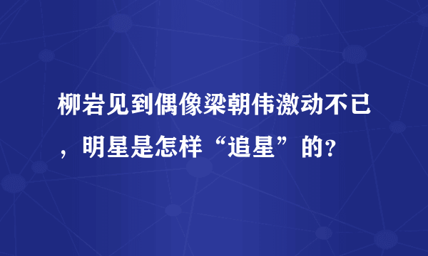 柳岩见到偶像梁朝伟激动不已，明星是怎样“追星”的？