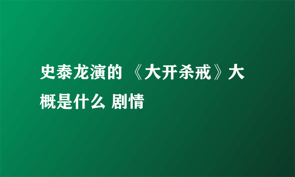 史泰龙演的 《大开杀戒》大概是什么 剧情