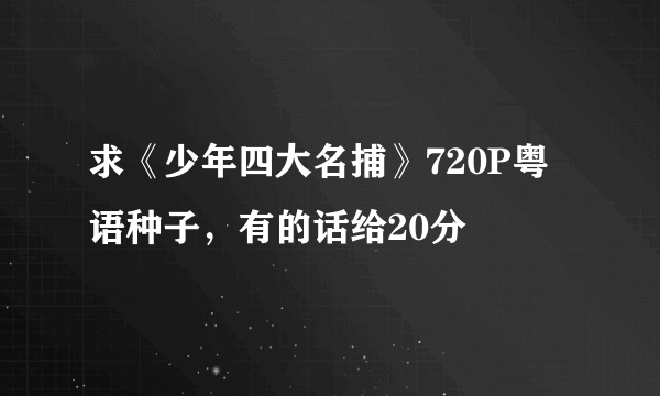 求《少年四大名捕》720P粤语种子，有的话给20分